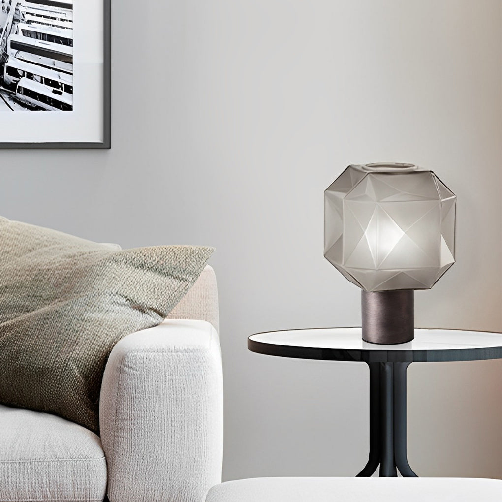 1-Light Cubo Table Lamp with Smoke Gray Glass Shade