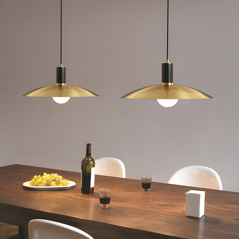 1-Light Mid-Century Brass Pendant Lamp