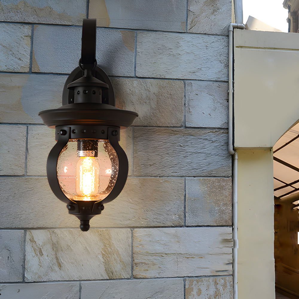 1-Light LED Outdoor Wall Lantern with Curved Arm
