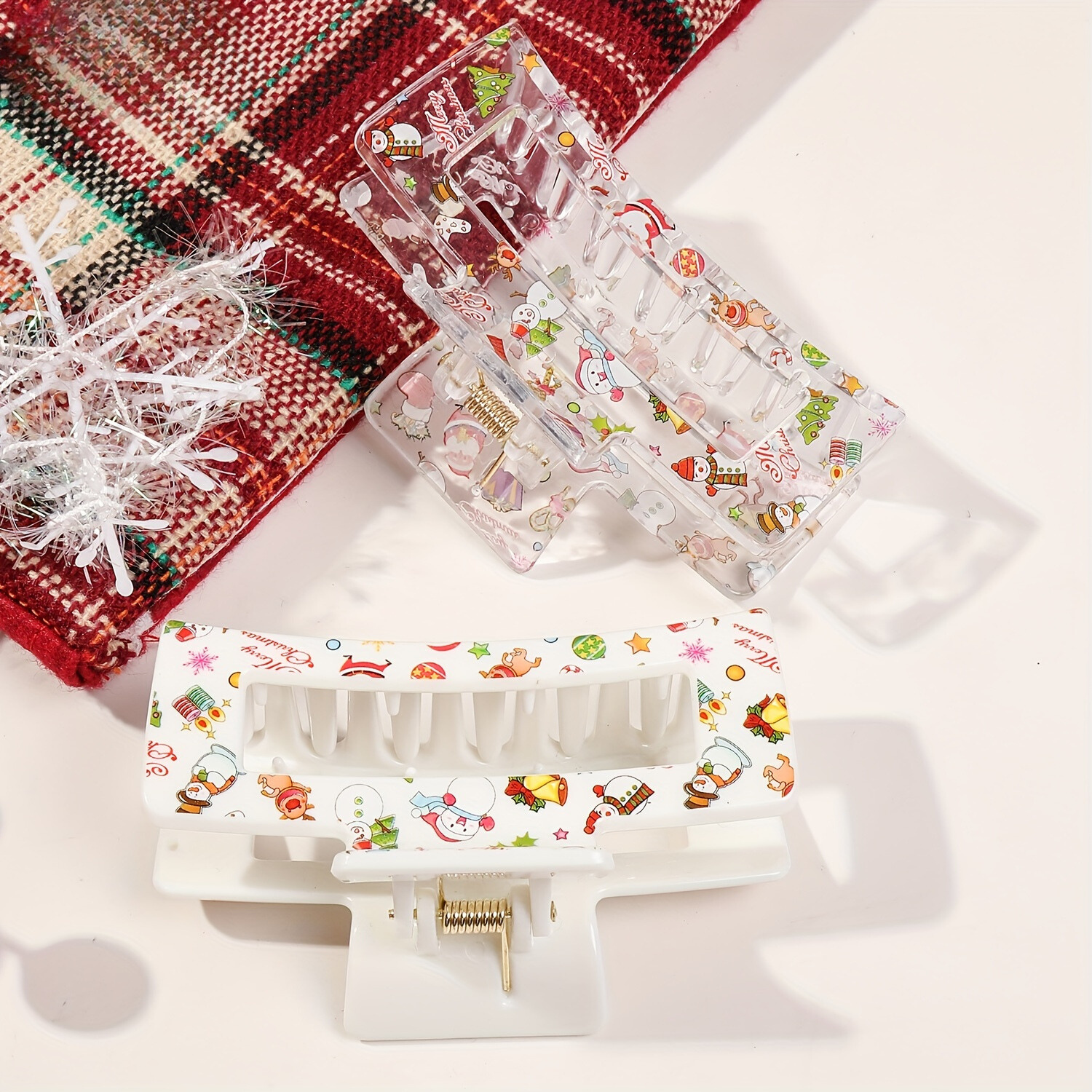 FestiveClips - 4-delige Set Elegante Kerstprint Haarklemmen