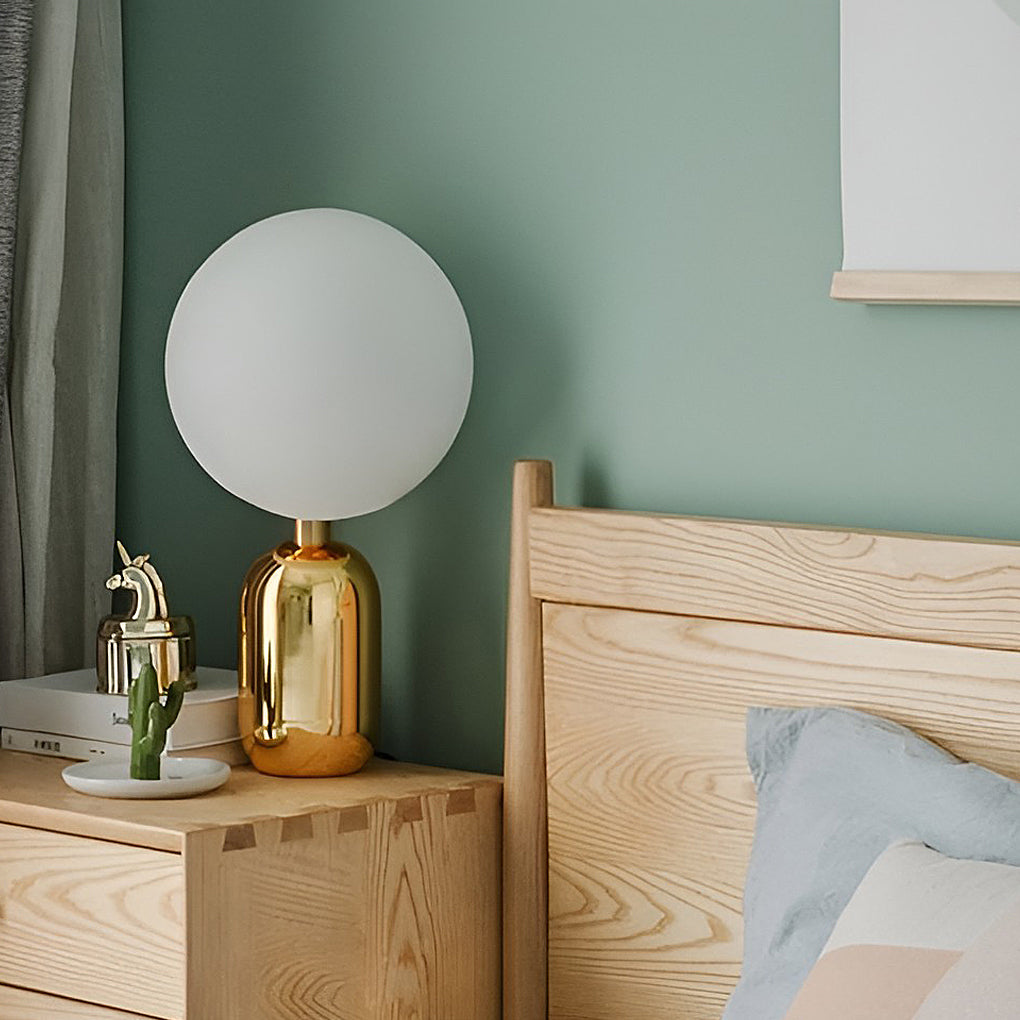 Lámpara de mesa de 1 luz con bolas sopladas a mano, electrochapada, estilo nórdico