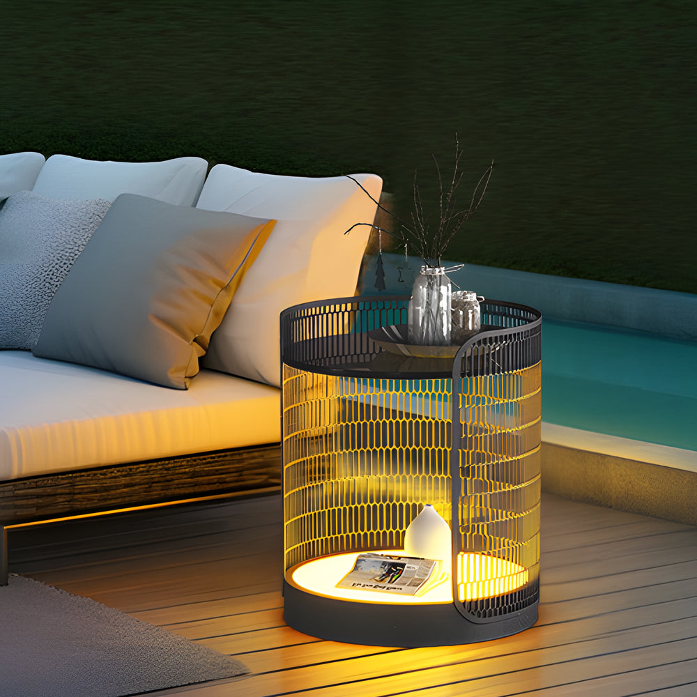 48cm LED Hardwired/Solar Outdoor Floor Lamp Exterior Lantern
