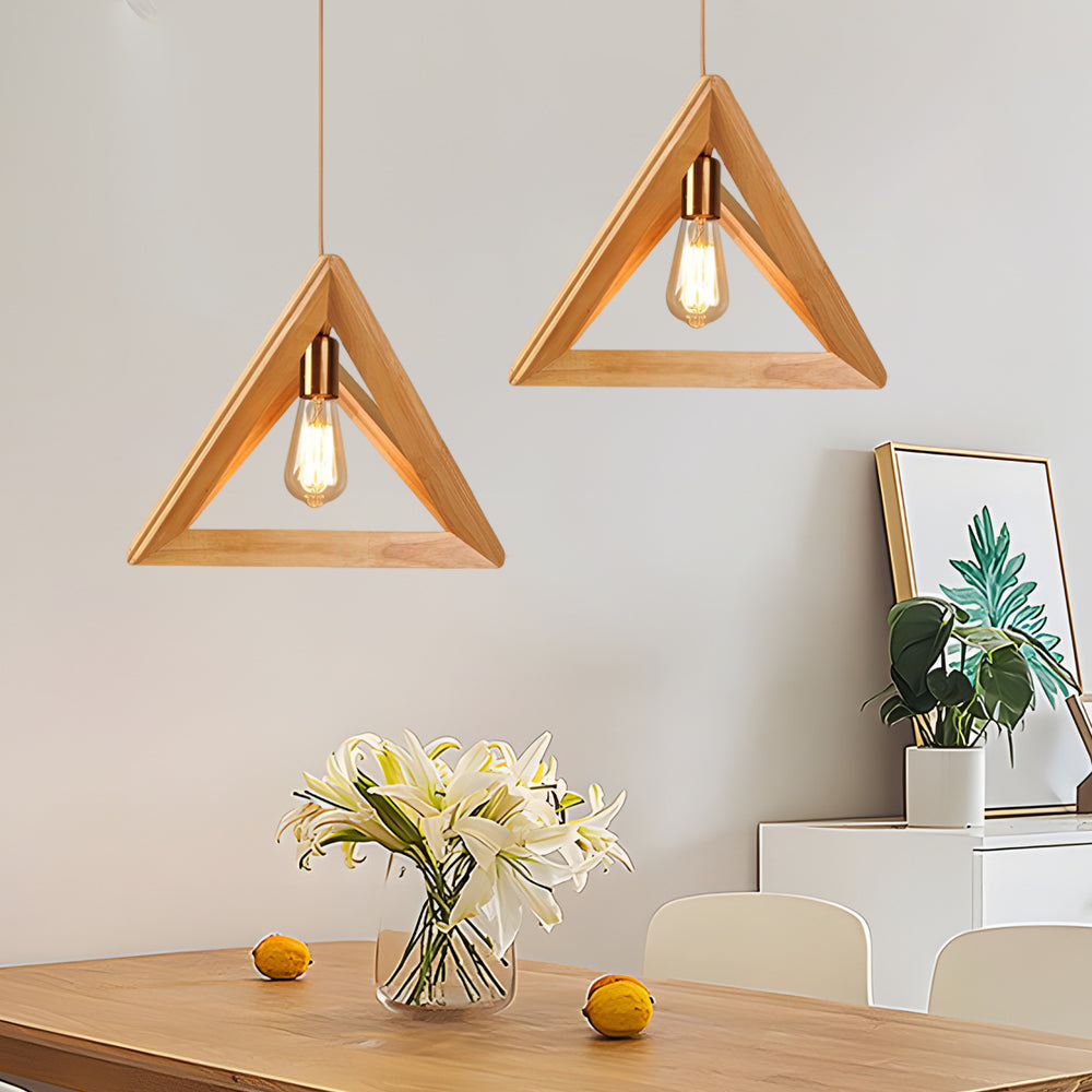 NordicFrame - Lampada a sospensione scandinava con struttura in legno dal design geometrico