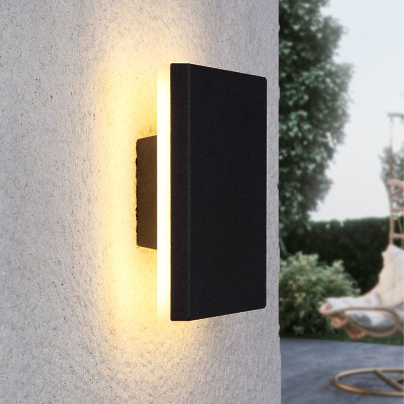 LunaGlow - Lampade da parete LED minimaliste in metallo nero per giardino e ingresso