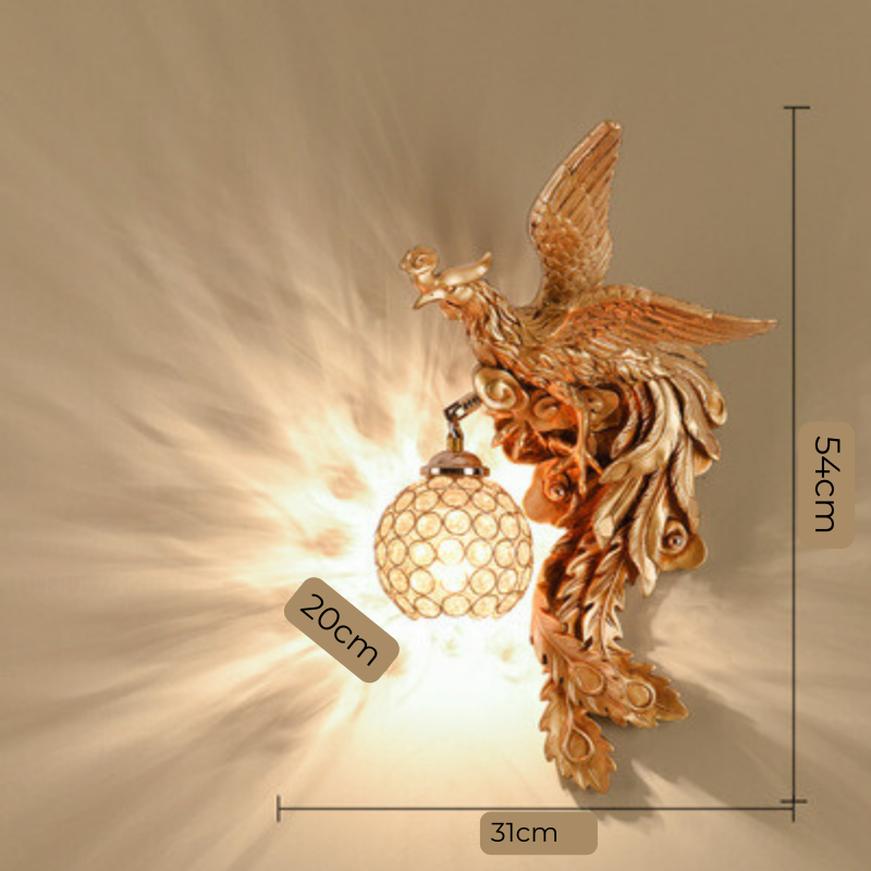 LuxeFlame - Lampada da parete Draken Phoenix | Illuminazione LED mistica