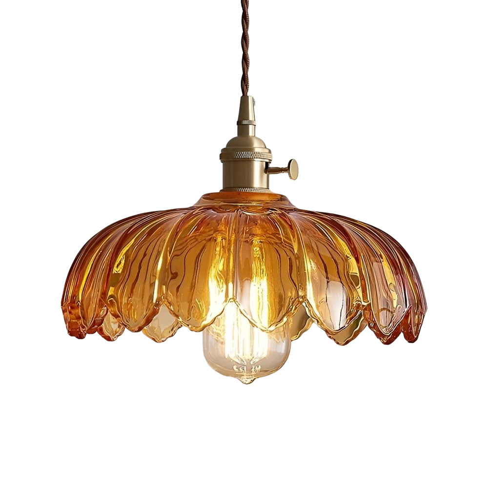 BrassBloom - Vintage Hanglamp van Glas en Messing voor Woonkamer en Eetkamer