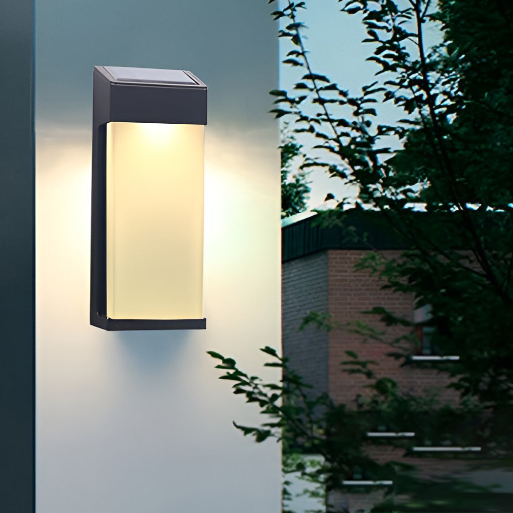 2 Piezas Lámparas de Pared Rectangulares LED Solares Impermeables
