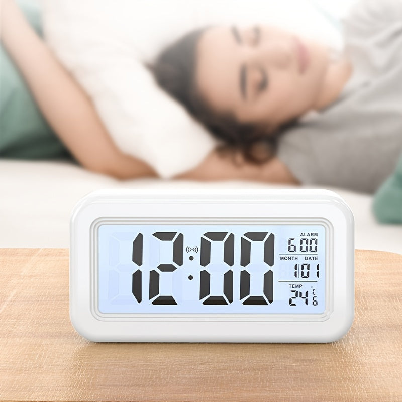 Reloj despertador digital con pantalla LCD - Visualización de fecha y temperatura