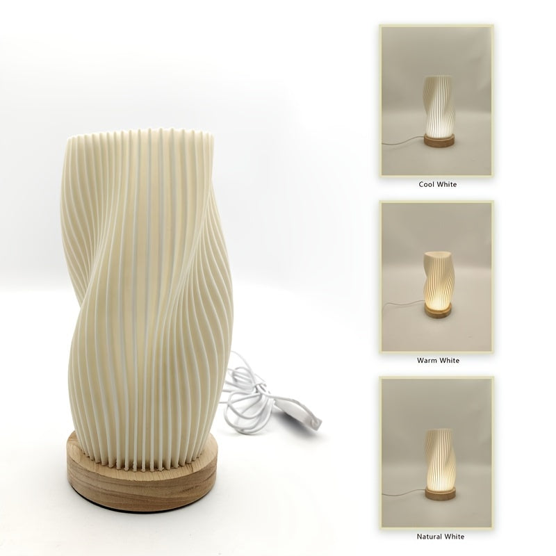 CozyLight - Lámpara nocturna LED con base de madera, alimentada por USB, regulable