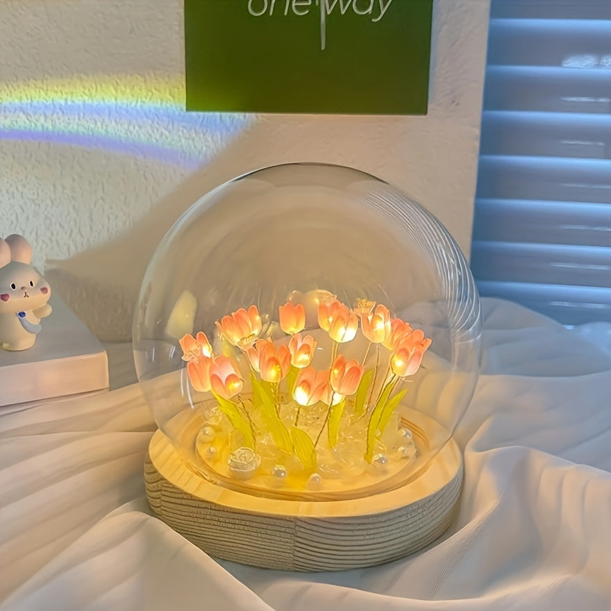 TulipGlow - Lámpara nocturna de tulipanes creativa DIY lámpara de mesa para decoración de habitaciones