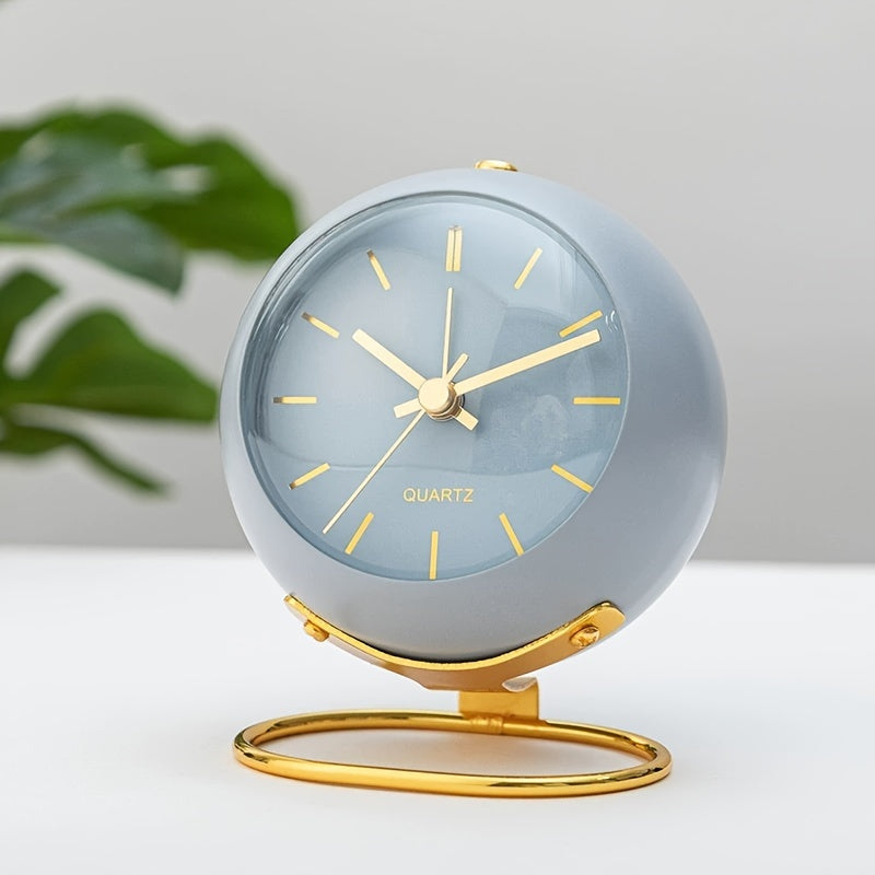 Retro Analog Alarm Clock - Silent Non-Ticking Metal Night Clock