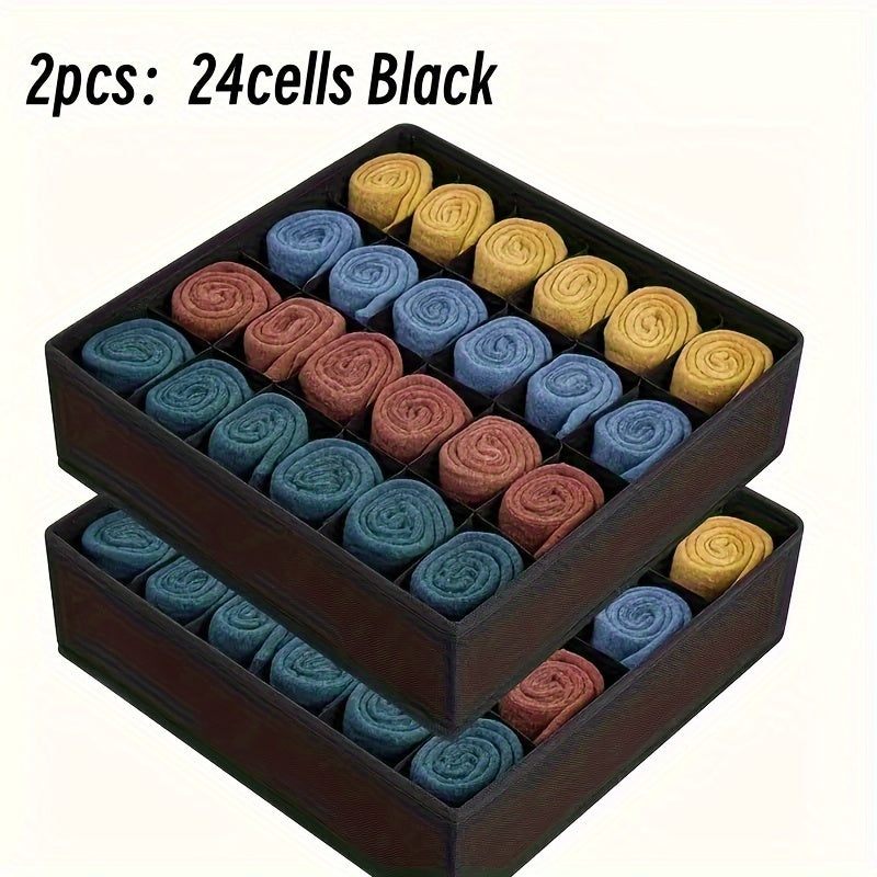 2-Pack Opvouwbare Sokken- en Ondergoedorganizer met 24 Vakken