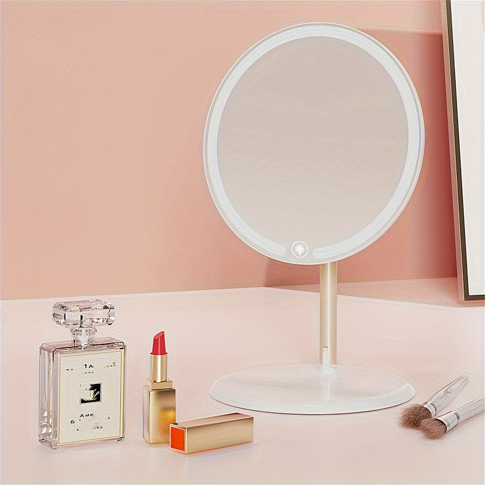 LED Make-up Spiegel met Lampstand – Verstelbare Driekleurige Verlichting, Oplaadbaar en Draagbaar
