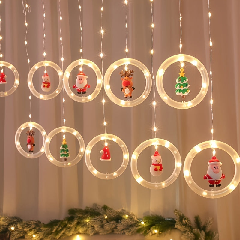 Nieuwe kerstverlichting met kerstman-cartoonvorm, hangende raamgordijnverlichting, LED-kleurverlichting, raamdecoratie, sterrenlicht, USB-interface, Halloween-cadeau.