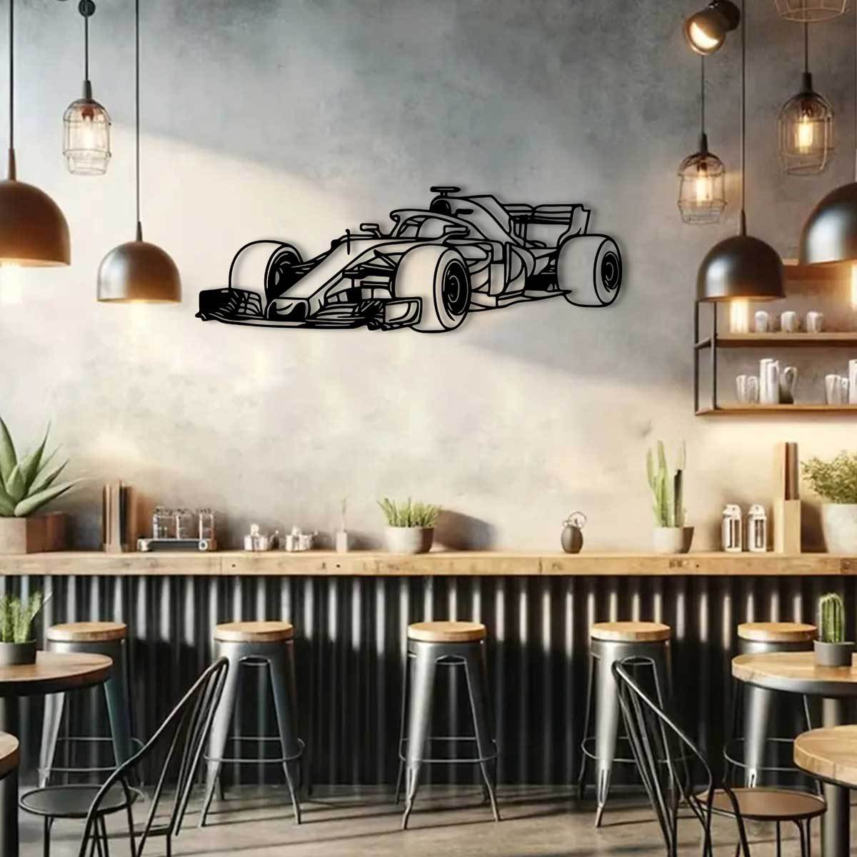 RaceSculpt - Formule Raceauto Metalen Muursculptuur