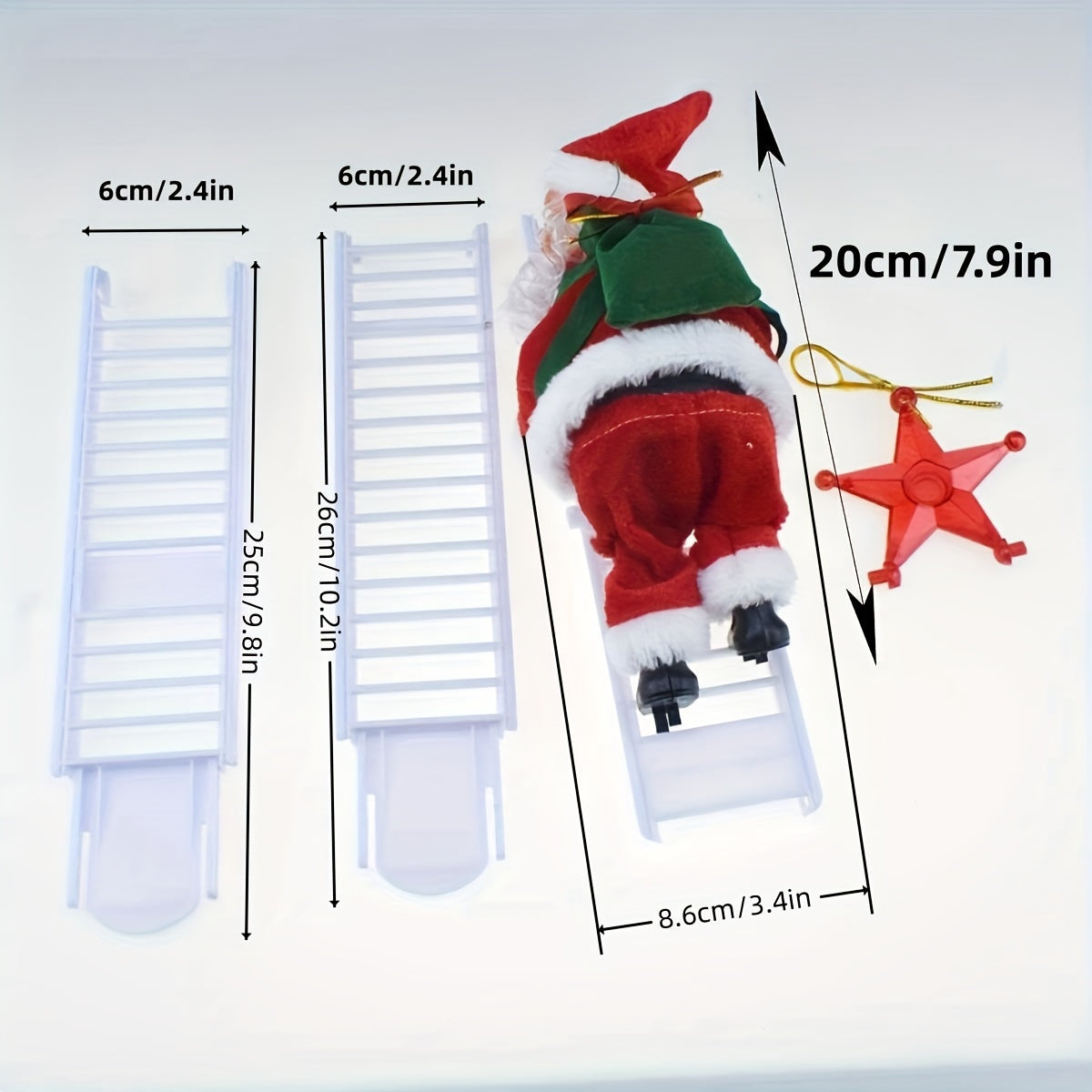 SantaLadder - Zingende & Klimmende Kerstman Decoratieset op Batterijen