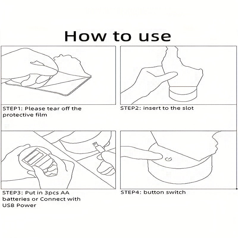 CosmicGlow - 3D Bed Lamp with Black Base and 7 Color LED Lighting