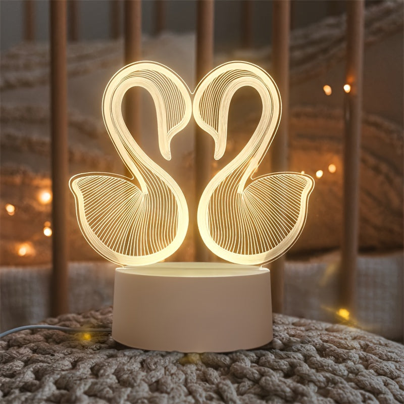 SwanLight - Candeeiro de Mesa 3D LED com Estrutura de Acrílico