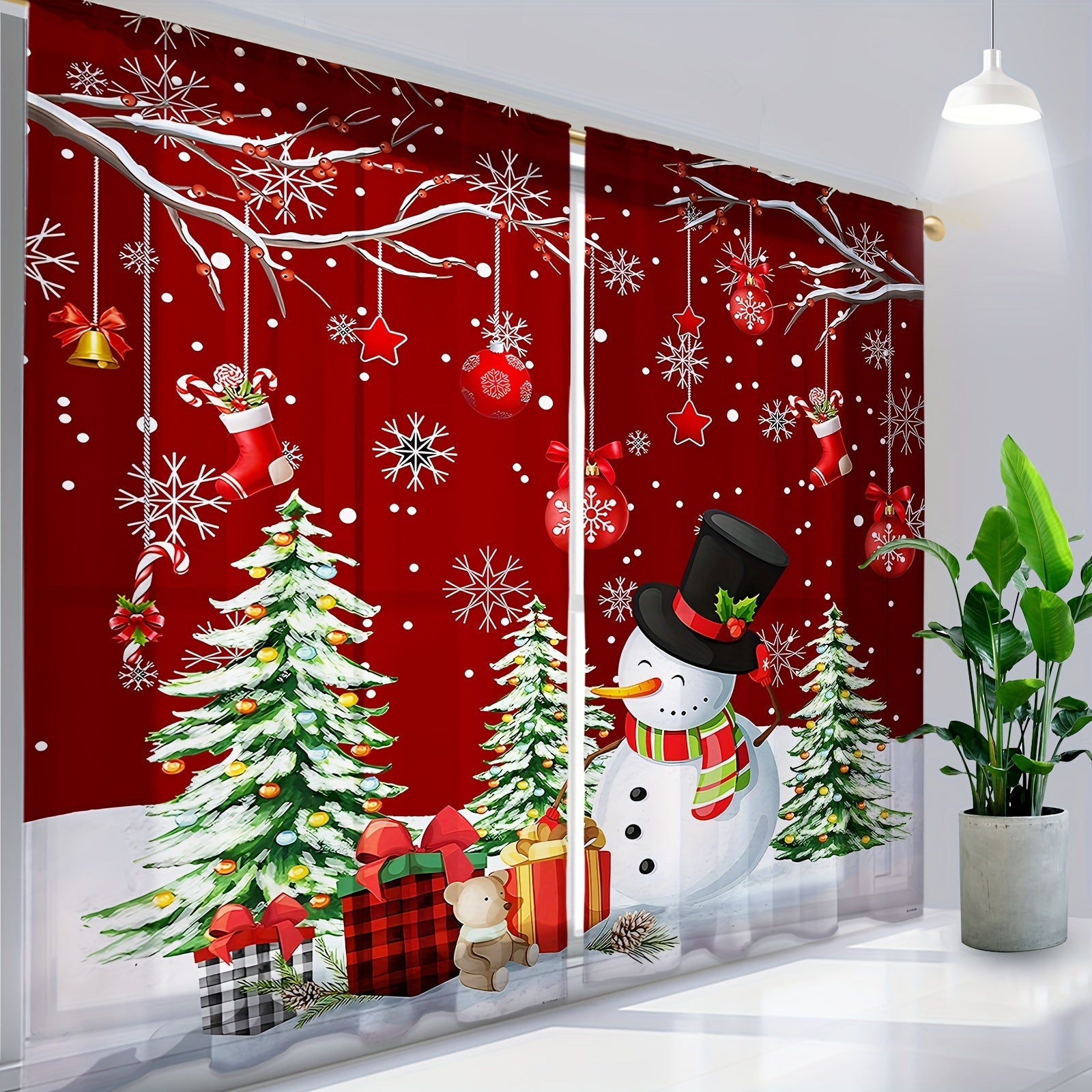 Tende Pupazzo di Neve - 2 Pezzi Trasparenti con Tasca per Asta