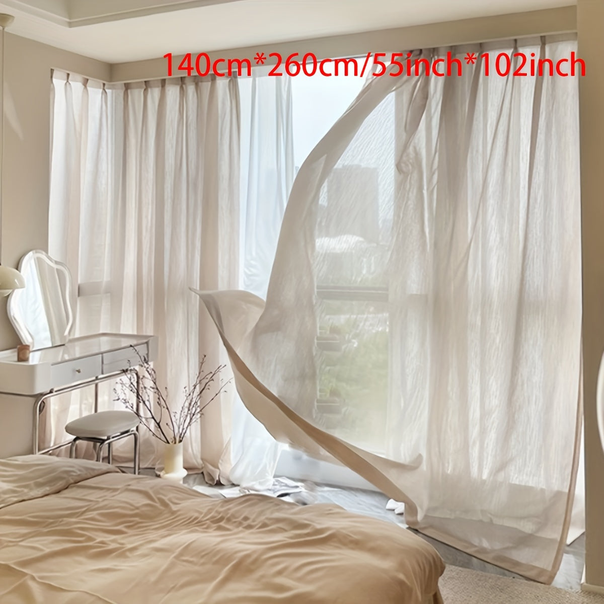 Tendine in Lino Moderno a Rete - 2 Pezzi Stile Canapa Giapponese con Design a Tasca per Asta