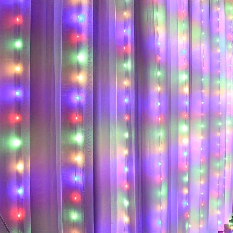 LuxeGlow - USB LED Curtain Lights with Remote Control, 8 Modes for Party Decoration
