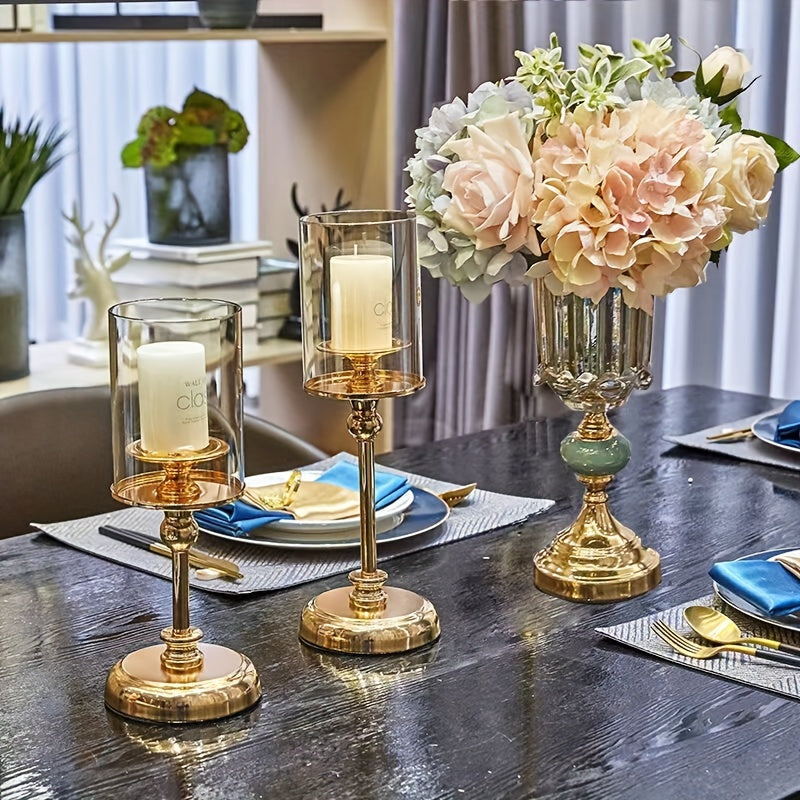 3-delige metalen kandelaar set – Luxe retro stijl, perfect voor bruiloft en tafeldecoratie