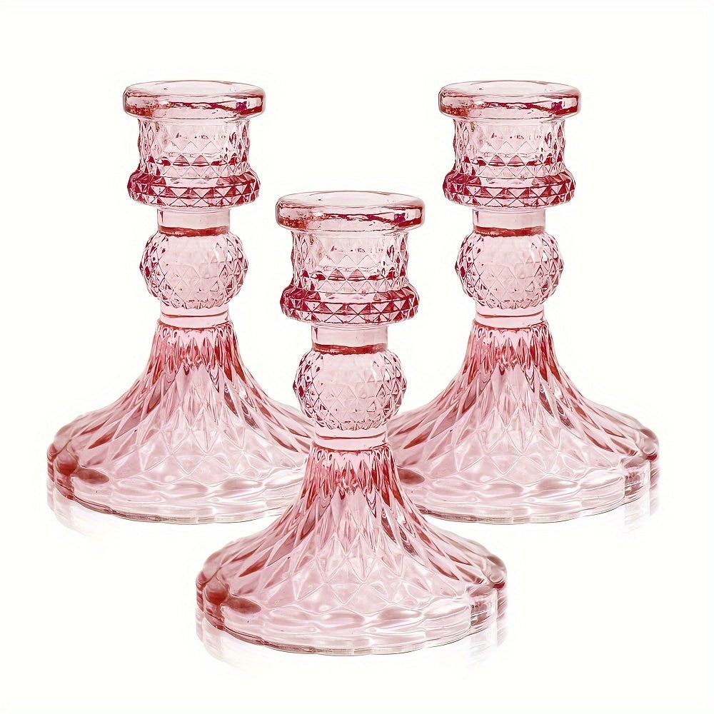 Roze Kristallen Kaarshouders - Romantische Decoratie voor Kerst en Feestdagen