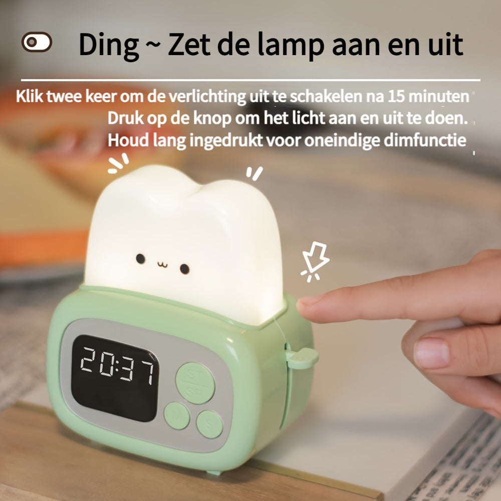 GlowBake - Schattige LED Wekker met USB-Oplaadbare Batterij