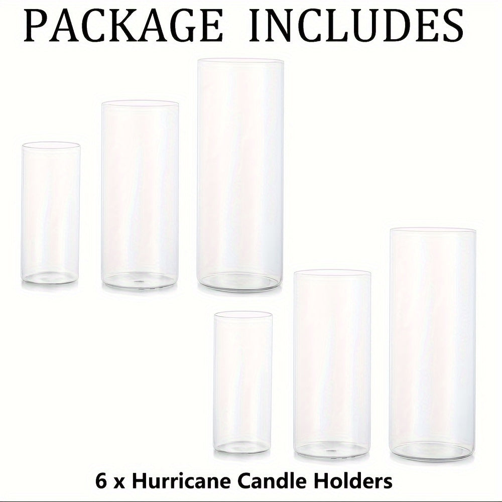 Set van 6 Glazen Cilinder Vazen – Hoge Transparante Vazen voor Tafelstukken, Kaarsenhouders en Bruiloftsdecoratie