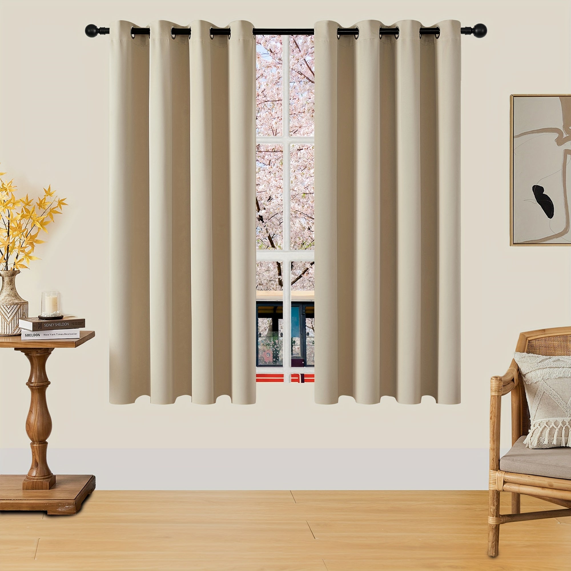 Tende Oscuranti - 2 Pezzi Tende Moderne in Poliestere con Isolamento Termico e Anelli