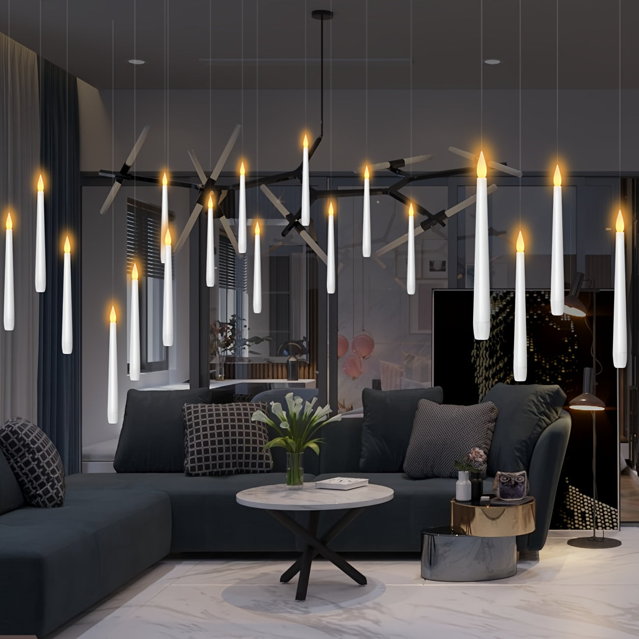 Set de 12 Velas LED Flotantes con Control Remoto – Alimentadas por Batería, Perfectas para Navidad, Halloween y Decoración del Hogar