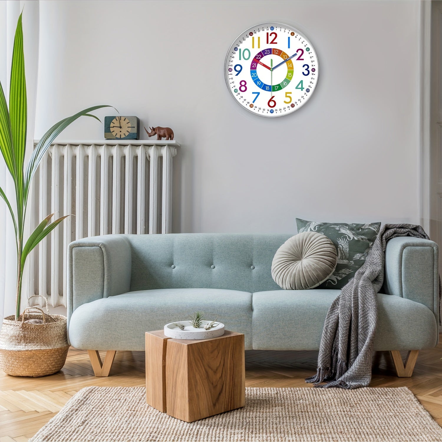 Stille Educatieve Wandklok met Kleurrijke Wijzers