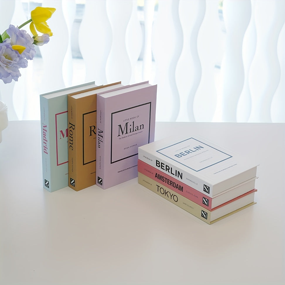 Set classico di fermalibri con 3 libri finti - Elegante decorazione per mensole