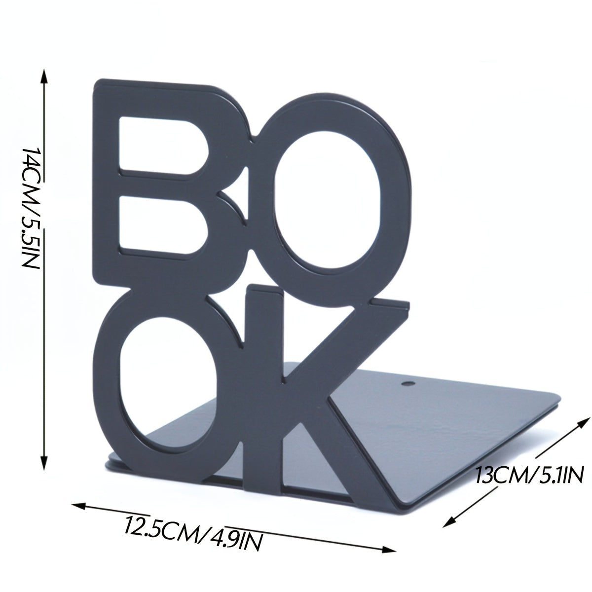 Set di 2 Supporti per Libri in Ferro con Finitura Verniciata - Design Decorativo a Forma di L con Iscrizione 'BOOK'