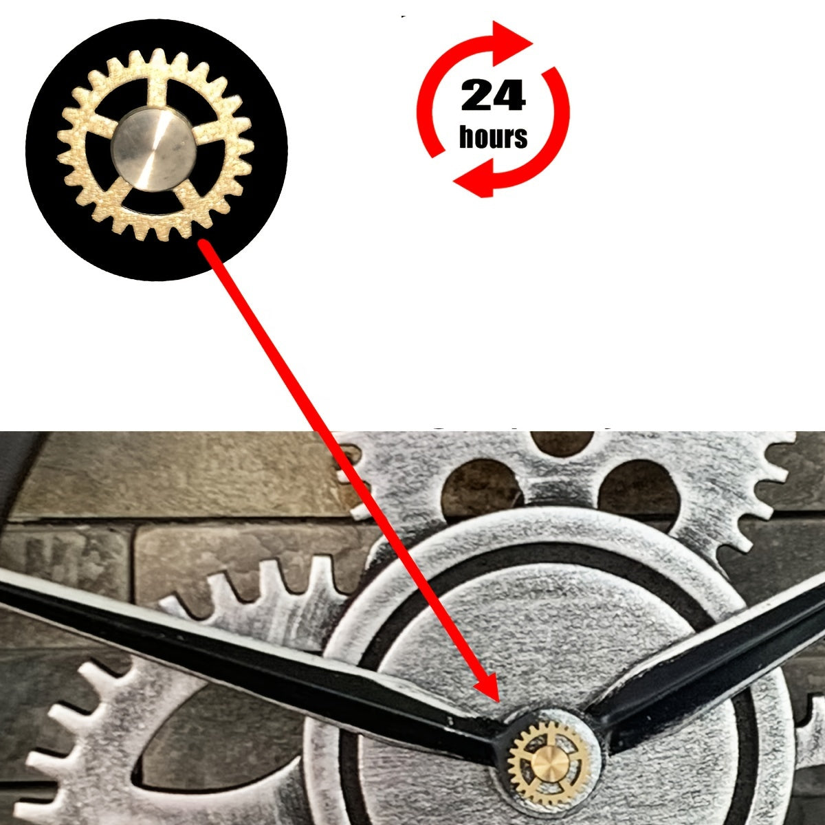 Oversized Zilverkleurige Romeinse Tandwiel Wandklok - Stille Klok voor Woonkamer, Kantoor en Keuken Productbeschri