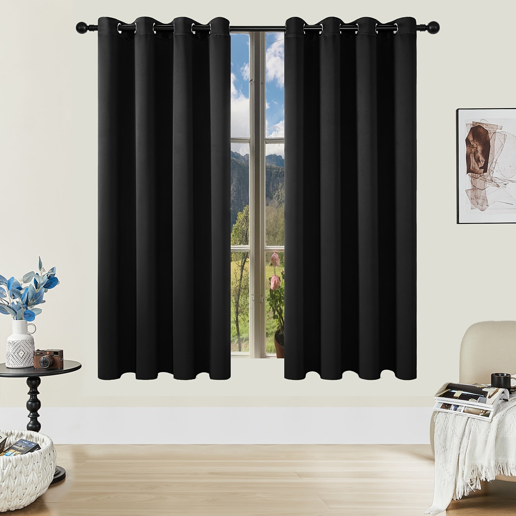 Tende Oscuranti - 2 Pezzi Tende Moderne in Poliestere con Isolamento Termico e Anelli