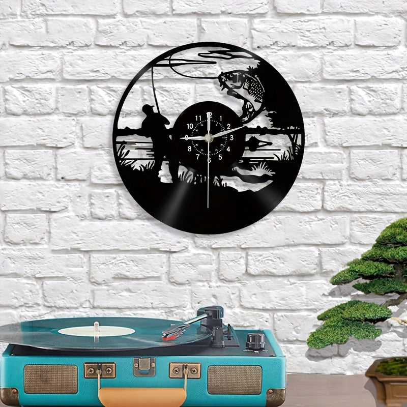 VinylCatch - Reloj de Pared de Pesca Vintage