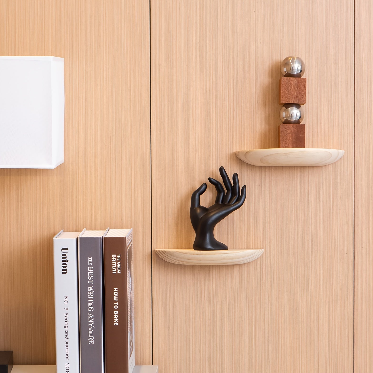 WoodArc - Set of 2 Half-Round Wooden Floating Shelves for Wall Decoration and Storage