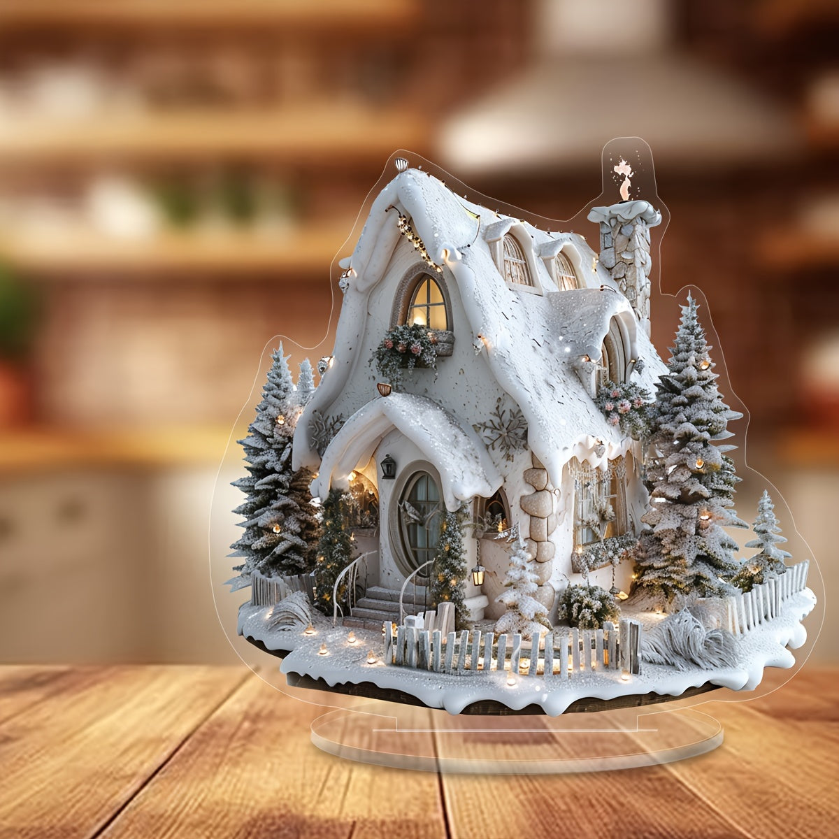 EnchantedVillage - Acryl Kerstdorp Tafeldecoratie, Shabby Chic Stijl