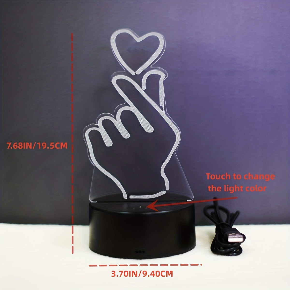 IllumiHeart - Lámpara nocturna LED de 7 colores con control táctil