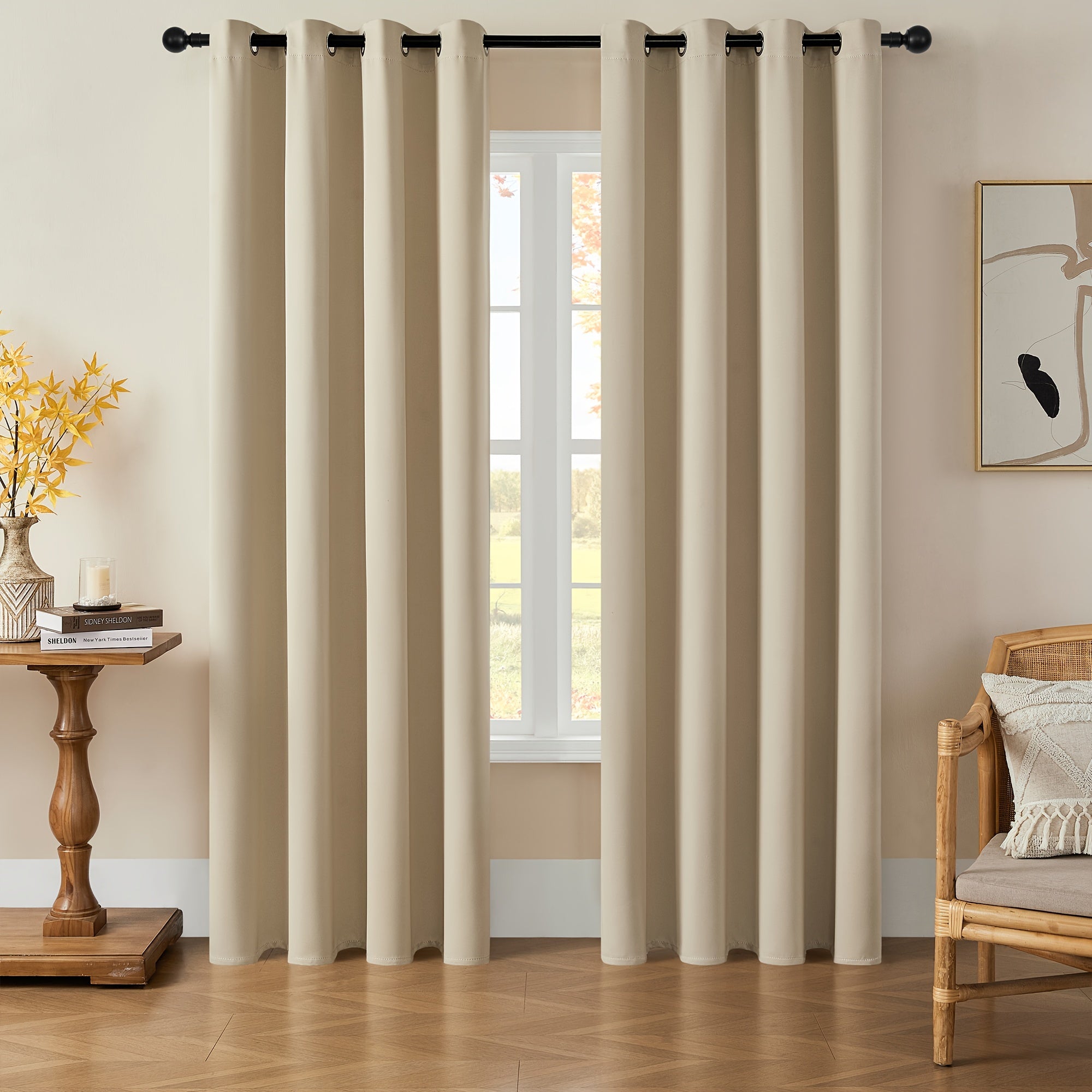 Tende Oscuranti - 2 Pezzi Tende Moderne in Poliestere con Isolamento Termico e Anelli