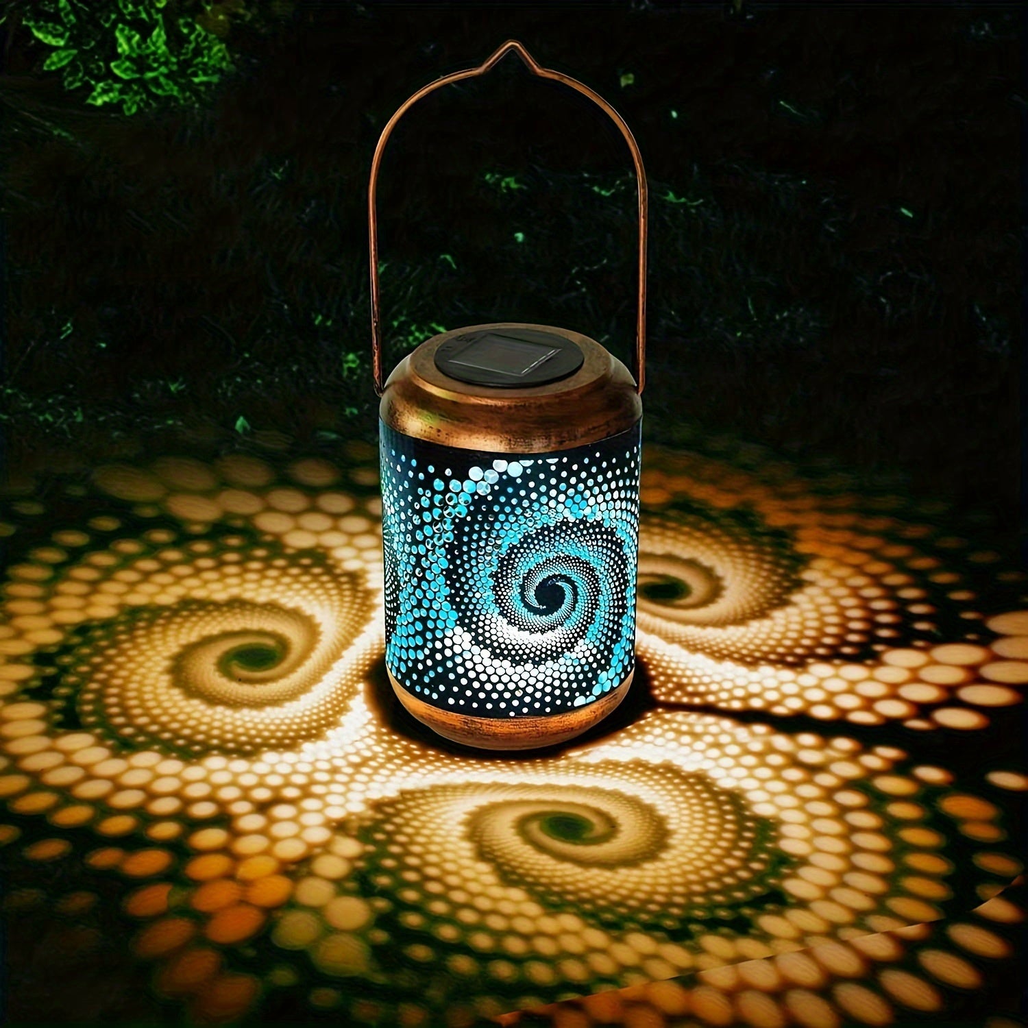 Solar Lantern - Hanging Solar Lanterns for Outdoors, Hollow Metal LED Lamps