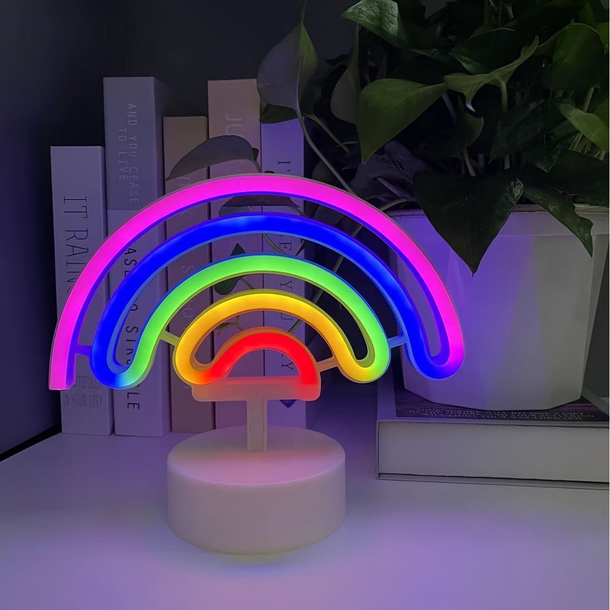 RainbowGlow - Schattig Regenboog Neonlicht met Lampvoet