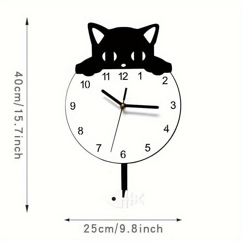SwingCat - Style Swinging Cat Wall Clock by WANTIFO, Modern Cartoon Style