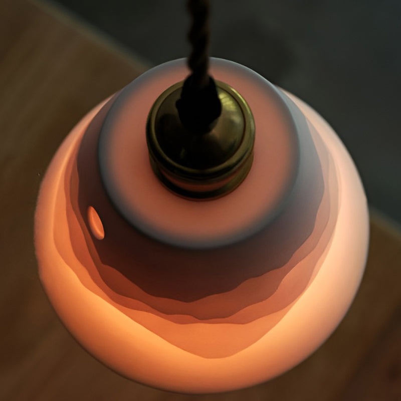 MountainGlow - Mid-Century Ceramic Pendant Lamp with Mountain Motif