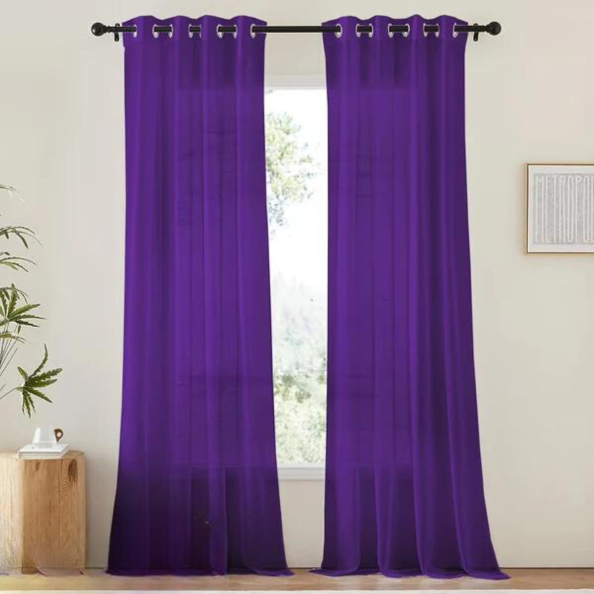 Tende in voile bianco leggero - 2 pezzi con occhielli per soggiorno e camera da letto