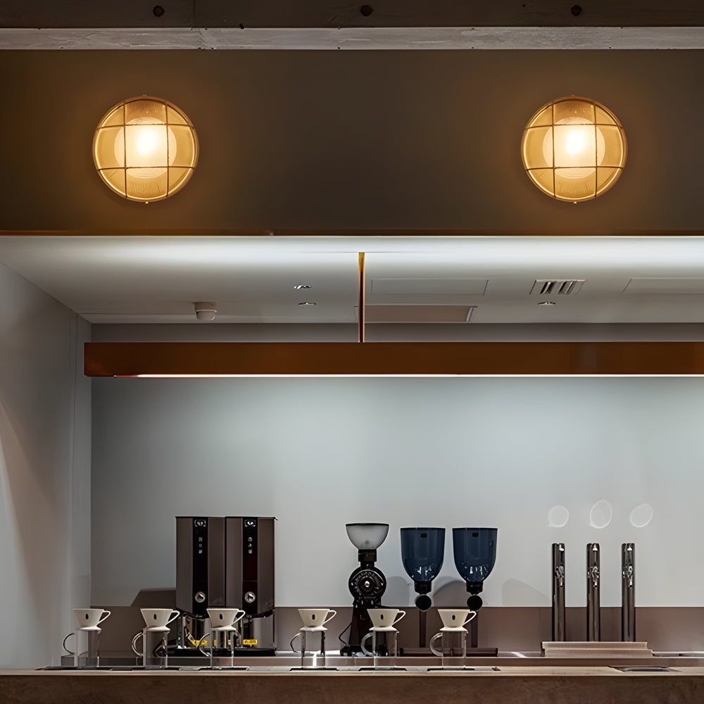 Lámpara de pared exterior ovalada/redonda retro industrial de 1 luz