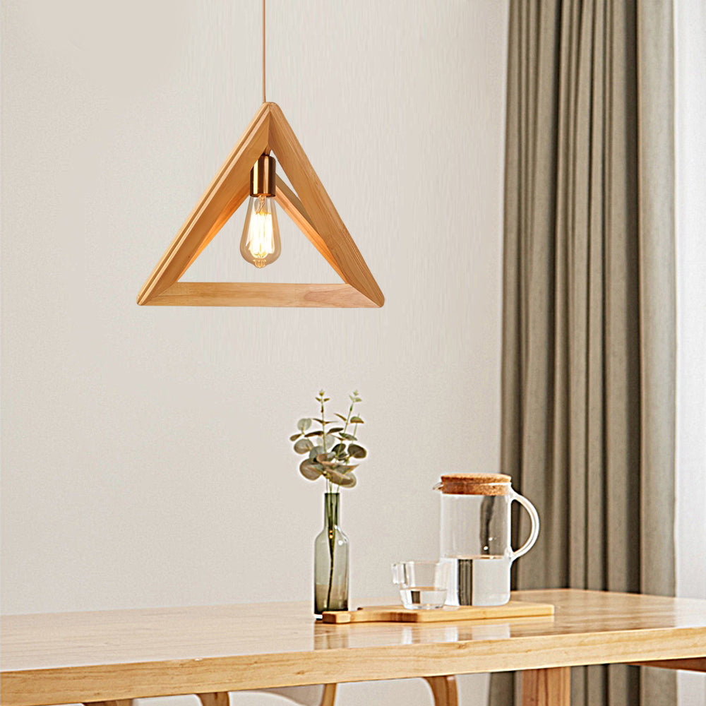 NordicFrame - Lampada a sospensione scandinava con struttura in legno dal design geometrico