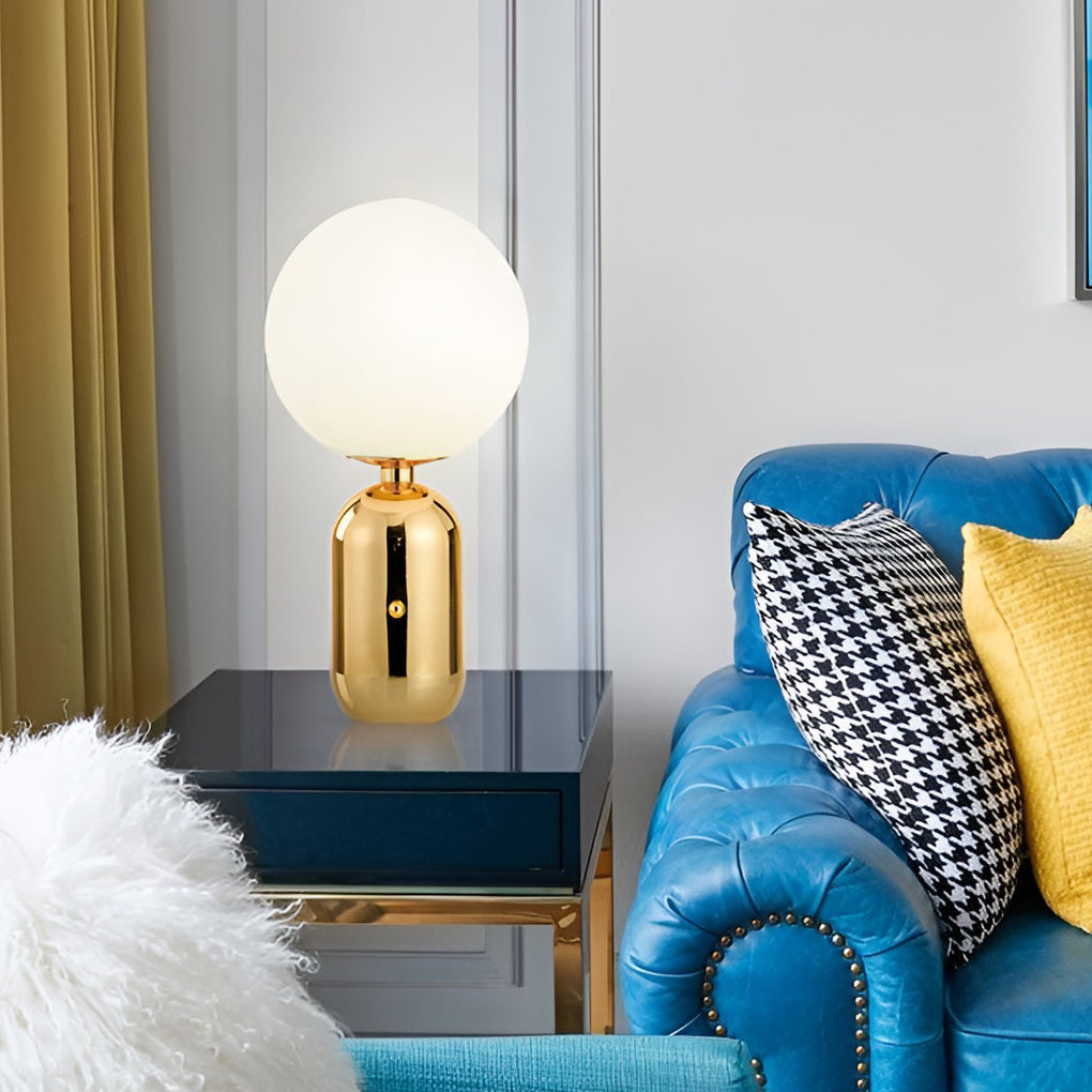 Lámpara de mesa de 1 luz con bolas sopladas a mano, electrochapada, estilo nórdico