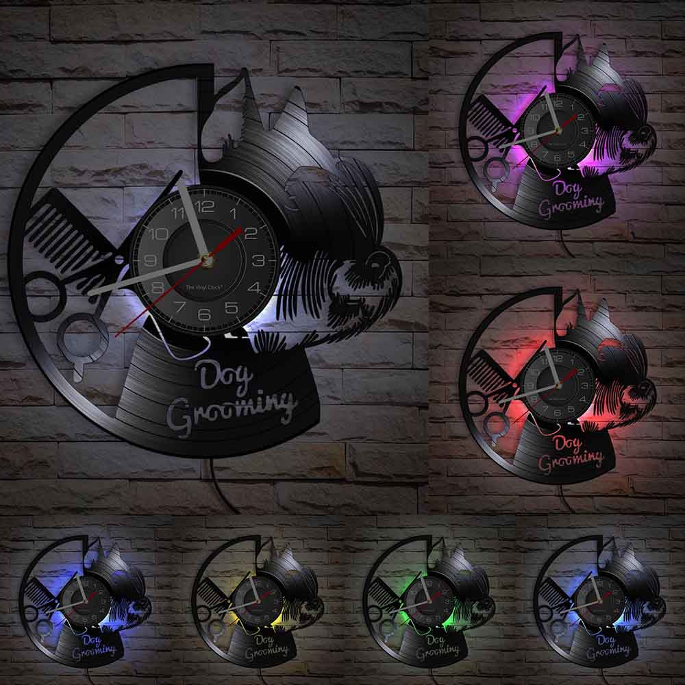 Reloj de pared de vinilo para salón de perros